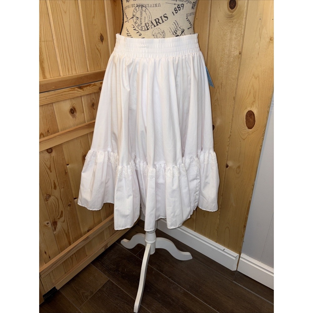 Vintage NWT Square Up Denim Western Circle Skirt Dancing White Festival Boho